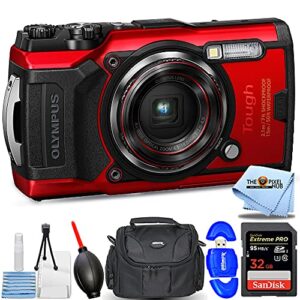olympus tough tg-6 digital camera – essential accessory bundle includes: sandisk ultra 32gb memory card, memory card reader, gadget bag, blower, microfiber cloth and cleaning kit