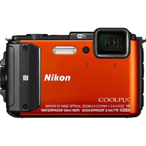 nikon coolpix aw130 16mp waterproof shockproof digital camera (orange) (renewed)