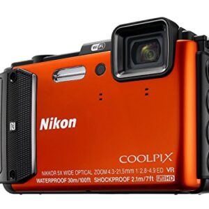 Nikon Coolpix AW130 16MP Waterproof Shockproof Digital Camera (Orange) (Renewed)