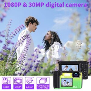 Digital Camera, Kids Camera with 32GB Card FHD 1080P 24MP Vlogging Camera with LCD Screen 16X Zoom Compact Portable Mini Rechargeable Camera Gifts for Students Teens Adults Girls Boys