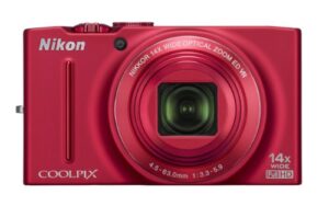 nikon coolpix s8200 16.1 mp cmos digital camera with 14x optical zoom nikkor ed glass lens and full hd 1080p video (red)