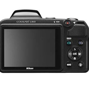 Nikon COOLPIX L810 16.1 MP Digital Camera with 26x Zoom NIKKOR ED Glass Lens and 3-inch LCD (Black) (Old Model) (Renewed)