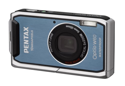 Pentax Optio W60 Waterproof 10MP Digital Camera with 5x Wide Angle Optical Zoom (Ocean Blue)