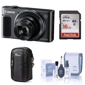 canon powershot sx620 hs digital camera, black – bundle with camera case, 16gb sdhc card, cleaning kit
