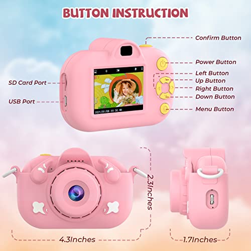 Bioyoak Kids Camera, Christmas Birthday Gift for Boys Age 3-9, HD Digital Video Cameras for Toddler with 1080P Video, Portable Toy for 3 4 5 6 7 8 9 Year Old Boys Girls with 32GB SD Card