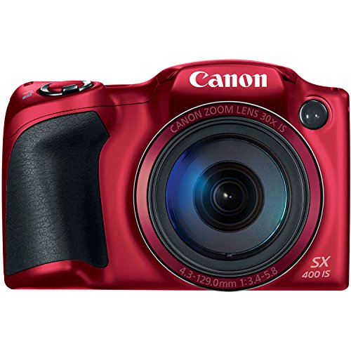 Canon Powershot SX400 is 16.0 MP Digital Camera with 30x Optical Zoom and 720p HD Video (Red)