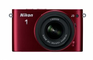 nikon 1 j3 14.2 mp hd digital camera with 10-100mm vr 1 nikkor lens (red)