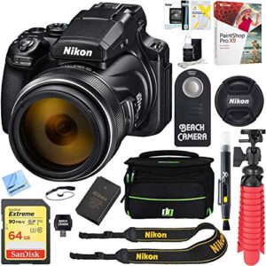nikon (26522 coolpix p1000 16mp 125x super-zoom digital camera + 64gb memory & accessory bundle