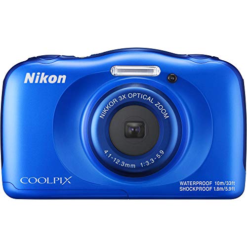 Nikon COOLPIX W100 13.2MP Waterproof Digital Camera 3X Zoom, WiFi (Blue) 26516B - (Renewed)
