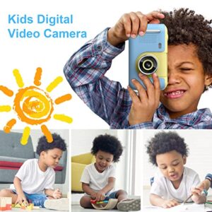 Andoer 1080P Kids Digital Camera Mini Video Camera for Kids 40MP 2.4 Inch IPS Screen 180° Rotatable Lens Built-in Battery Cute Photo Frames Fun Games with Neck Strap Mini Desktop 32GB Memory Card