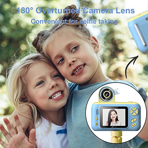 Andoer 1080P Kids Digital Camera Mini Video Camera for Kids 40MP 2.4 Inch IPS Screen 180° Rotatable Lens Built-in Battery Cute Photo Frames Fun Games with Neck Strap Mini Desktop 32GB Memory Card