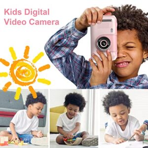 Andoer 1080P Kids Digital Camera Mini Video Camera for Kids 40MP 2.4 Inch IPS Screen 180° Rotatable Lens Built-in Battery Cute Photo Frames Fun Games with Neck Strap Mini Desktop 32GB Memory Card