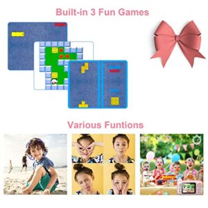 Andoer 1080P Kids Digital Camera Mini Video Camera for Kids 40MP 2.4 Inch IPS Screen 180° Rotatable Lens Built-in Battery Cute Photo Frames Fun Games with Neck Strap Mini Desktop 32GB Memory Card