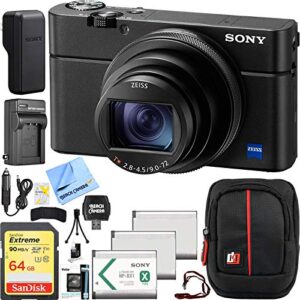 sony cyber-shot dsc-rx100m6 rx100 vi mark 6 20.2 mp 4k compact digital camera with f2.8 – f4.5 zeiss 24-200mm lens with triple battery deco gear field bag case memory card travel bundle