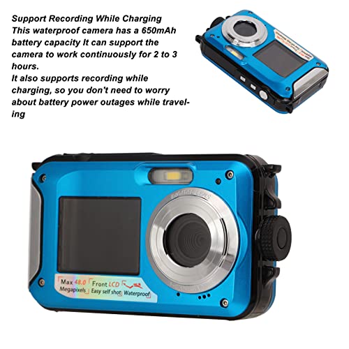 Digital Camera, 2.7K Video Vlogging Camera for Kids, Compact Point and Shoot Camera, 16X Digital Zoom, 2.7" Dual LCD Screen, Waterproof, Continuous Shooting for Teens Students Boys Girls(Blue)