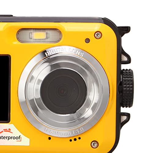 Digital Camera, 2.7K Video Vlogging Camera for Kids, Compact Point and Shoot Camera, 16X Digital Zoom, 2.7" Dual LCD Screen, Waterproof, Continuous Shooting for Teens Students Boys Girls(Yellow)