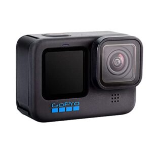 GoPro HERO10 (Hero 10) Black with Deluxe Accessory Bundle: 3X Replacement Batteries, Dual USB Charger, Underwater LED Light with Bracket, Water Resistant Action Camera Case, & Much More