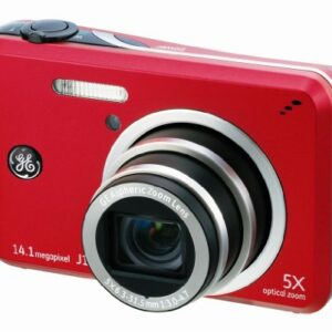GE J1455 14MP Digital Camera with 5X Optical Zoom and 3.0-Inch LCD with Auto Brightness (Red)