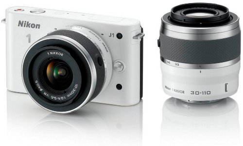 Nikon 1 J1 Compact System Camera with 10-30mm and 30-110mm Double Lens Kit - White (10.1MP) 3 inch LCD