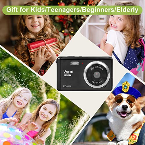 Digital Camera, Vmotal FHD 1080P 20MP Digital Camera for Kids Camera Boys and Girls - Compact Point and Shoot Digital Cameras Vlogging Camera for Kids Teens Students Beginners Seniors(Black)