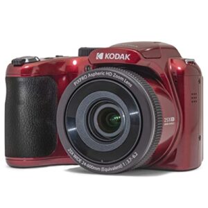 kodak pixpro astro zoom az255-rd 16mp digital camera with 25x optical zoom 24mm wide angle 1080p full hd video and 3″ lcd (red)