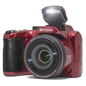 KODAK PIXPRO Astro Zoom AZ255-RD 16MP Digital Camera with 25X Optical Zoom 24mm Wide Angle 1080P Full HD Video and 3" LCD (Red)