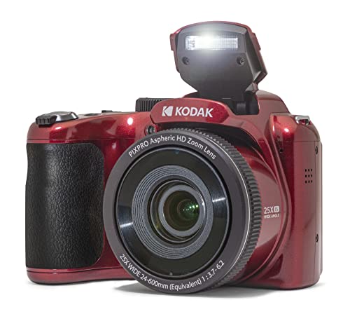 KODAK PIXPRO Astro Zoom AZ255-RD 16MP Digital Camera with 25X Optical Zoom 24mm Wide Angle 1080P Full HD Video and 3" LCD (Red)