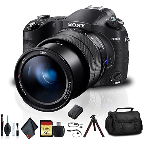 Sony Cyber-Shot DSC-RX10 IV Camera DSCRX10M4/B with Soft Bag, Additional Battery, 64GB Memory Card, Card Reader, Plus Essential Accessories