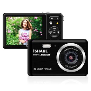 digital camera for photography, 20mp rechargeable point and shoot digital camera with 2.8″ lcd 8x digital zoom for kids teens elders（black）