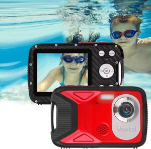 waterproof camera underwater camera for snorkeling, vmotal full hd 1080p 21mp kids camera rechargeable digital point and shoot cameras vlogging camera with 2.8 inch screen 8x digital zoom (red)