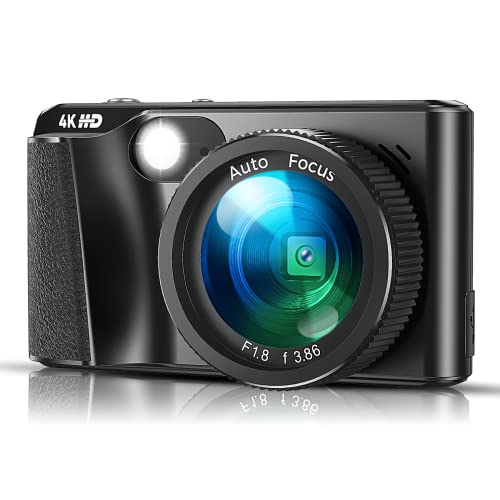 Digital Camera, 4K Digital Camera for Kids Video Camera with 32GB SD Card 24X Digital Zoom, Compact Point and Shoot Camera Portable Small Camera for Teens Students Boys Girls Seniors - Black