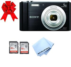 sony w800/b 20.1 mp digital camera (black) + 2x 32gb memory card bundle