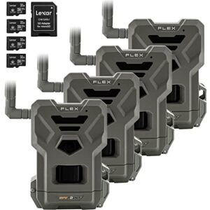 spypoint flex dual-sim cellular trail camera 33mp photos 1080p videos with sound and on-demand photo/video requests – gps enabled with 4 pk bundles (4 pk micro bundle)