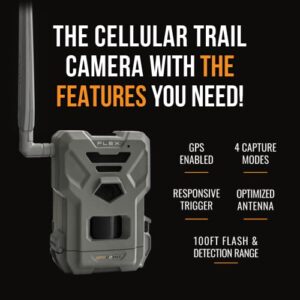 SPYPOINT Flex Dual-Sim Cellular Trail Camera 33MP Photos 1080p Videos with Sound and On-Demand Photo/Video Requests - GPS Enabled with 4 PK Bundles (4 PK Micro Bundle)