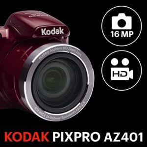 Kodak AZ401RD Point & Shoot Digital Camera with 3" LCD, Red
