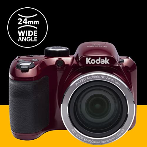 Kodak AZ401RD Point & Shoot Digital Camera with 3" LCD, Red