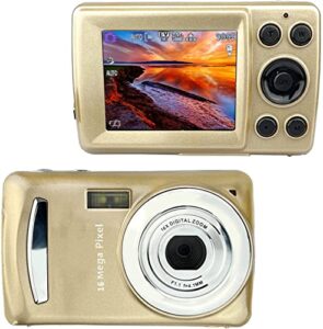 acuvar 16mp megapixel compact digital photo and video camera with 2.4″ lcd screen, mic input and usb media transfer (gold)