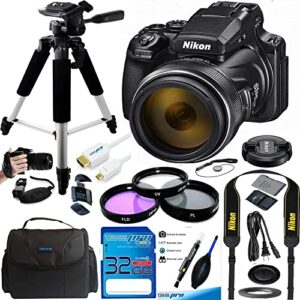 nikon coolpix p1000 16.7 digital camera with 3.2″ lcd, black – advanced bundle (renewed)