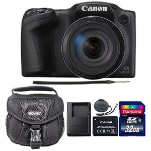 canon powershot sx420 is 20.0mp digital camera (black) + 32gb memory card + camera case (renewed)