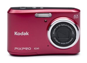 kodak pixpro friendly zoom fz41 16 mp digital camera with 4x optical zoom and 2.7″ lcd screen (red)