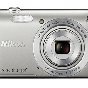 Nikon COOLPIX S3700 Digital Camera with 8x Optical Zoom and Built-In Wi-Fi (Silver)