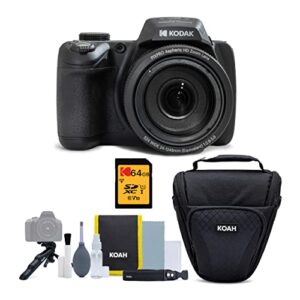 kodak pixpro az528 16mp astro zoom digital camera with 52x zoom and 3-inch lcd display (black) bundle with 64gb class 10 uhs-i u1 sdxc memory card, and camera case with accessories (3 items)