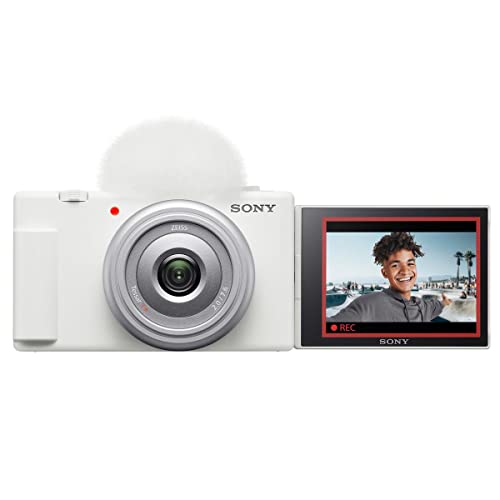 Sony ZV-1F Vlogging Camera, White with ACCVC1 Vlogger Accessory Kit