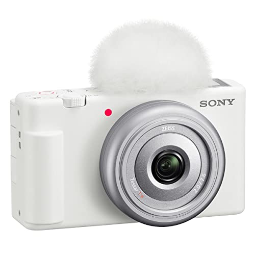 Sony ZV-1F Vlogging Camera, White with ACCVC1 Vlogger Accessory Kit