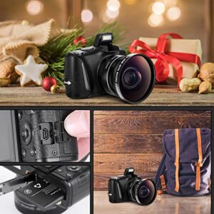 Monitech Digital Cameras for Photography 4K ，Vlogging Camera 48MP Video Camera 16X Digital Zoom Mini Camera Super Wide Angle Point and Shoot Digital Cameras with 32GB SD Card and Bag