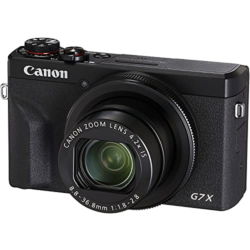 Canon PowerShot G7 X Mark III Digital Camera (Black) with Accessory Bundle - Includes: SanDisk Ultra 64GB SDXC Memory Card, Replacement Battery, Full Size Tripod, Carrying Case & More (Renewed)