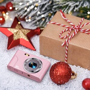 Digital Camera Auto Focus Point and Shoot Camera, FHD 1080P 48MP Kids Camera with 32GB Memory Card,16X Zoom Vlogging Camera Small Digital Cameras for Kids Teenagers Students, Pink