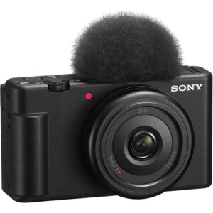 Sony ZV-1F Vlogging Camera (Black) (ZV1FB) + 2 x 64GB Card + 2 x NPBX1 Battery + Card Reader + Corel Photo Software + LED Light + Compact Mic + Case + Charger + More (Renewed)