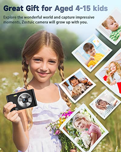 Kids Camera, Zostuic 48MP Digital Camera Autofocus with 32 GB Card FHD 1080P Vlogging Camera 16X Zoom, Compact Portable Mini Toys Cameras Gift for 4-15 Year Old Kids Children Teen Student Girls Boys
