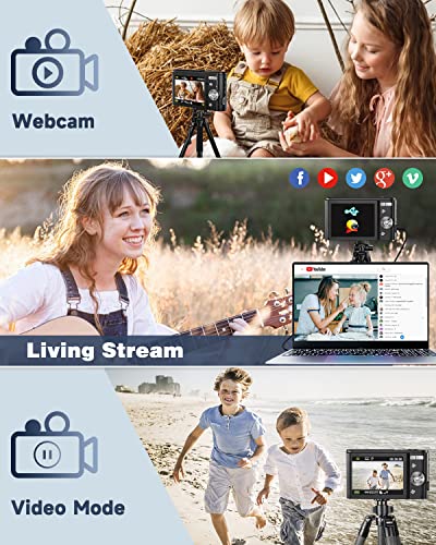 Kids Camera, Zostuic 48MP Digital Camera Autofocus with 32 GB Card FHD 1080P Vlogging Camera 16X Zoom, Compact Portable Mini Toys Cameras Gift for 4-15 Year Old Kids Children Teen Student Girls Boys